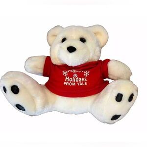 Happy holidays from Yale University teddy bear white 9”